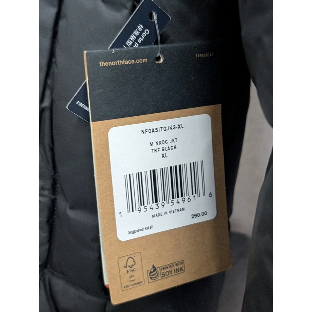 The North Face Mens Nordic Puffer Jacket 700-Down‎ Black/White XL